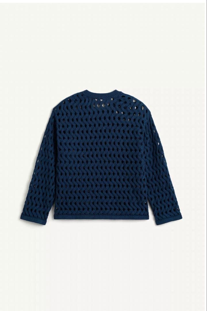 ★新品未使用タグ付きZARA SRPLS ネイビー メッシュ編み セーター【L】