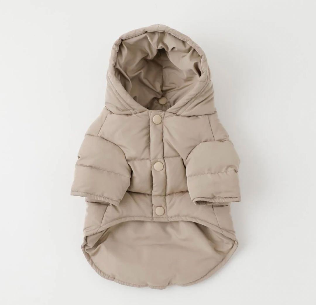 ポケット付きフードダウンジャケット ペット BEIGE