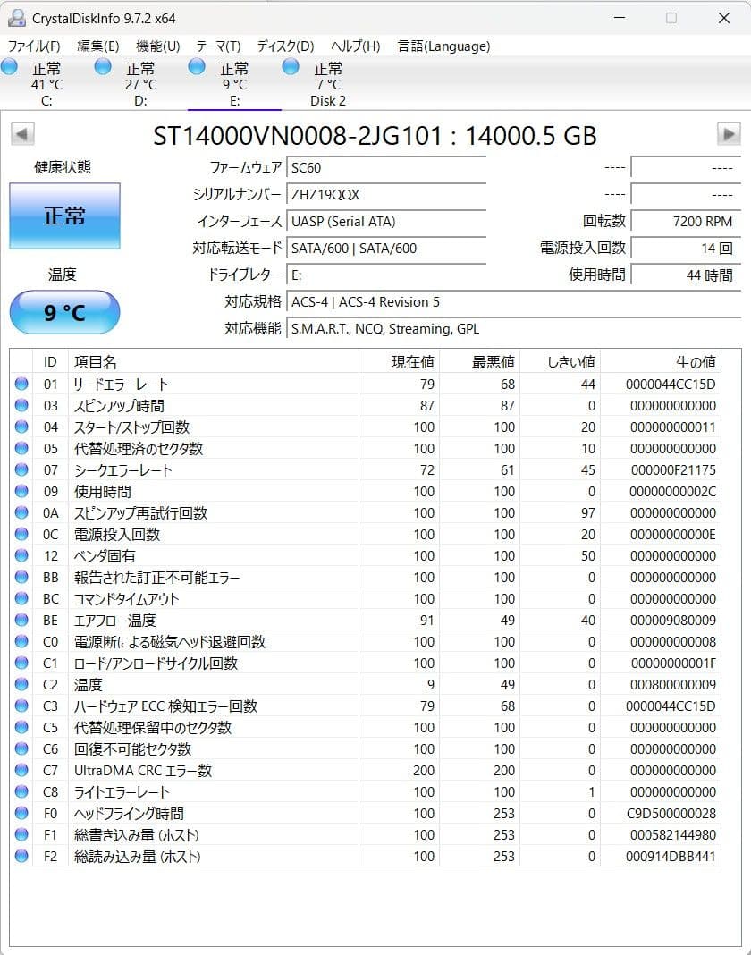 Seagate IronWolf HDD14TB 　2台セット