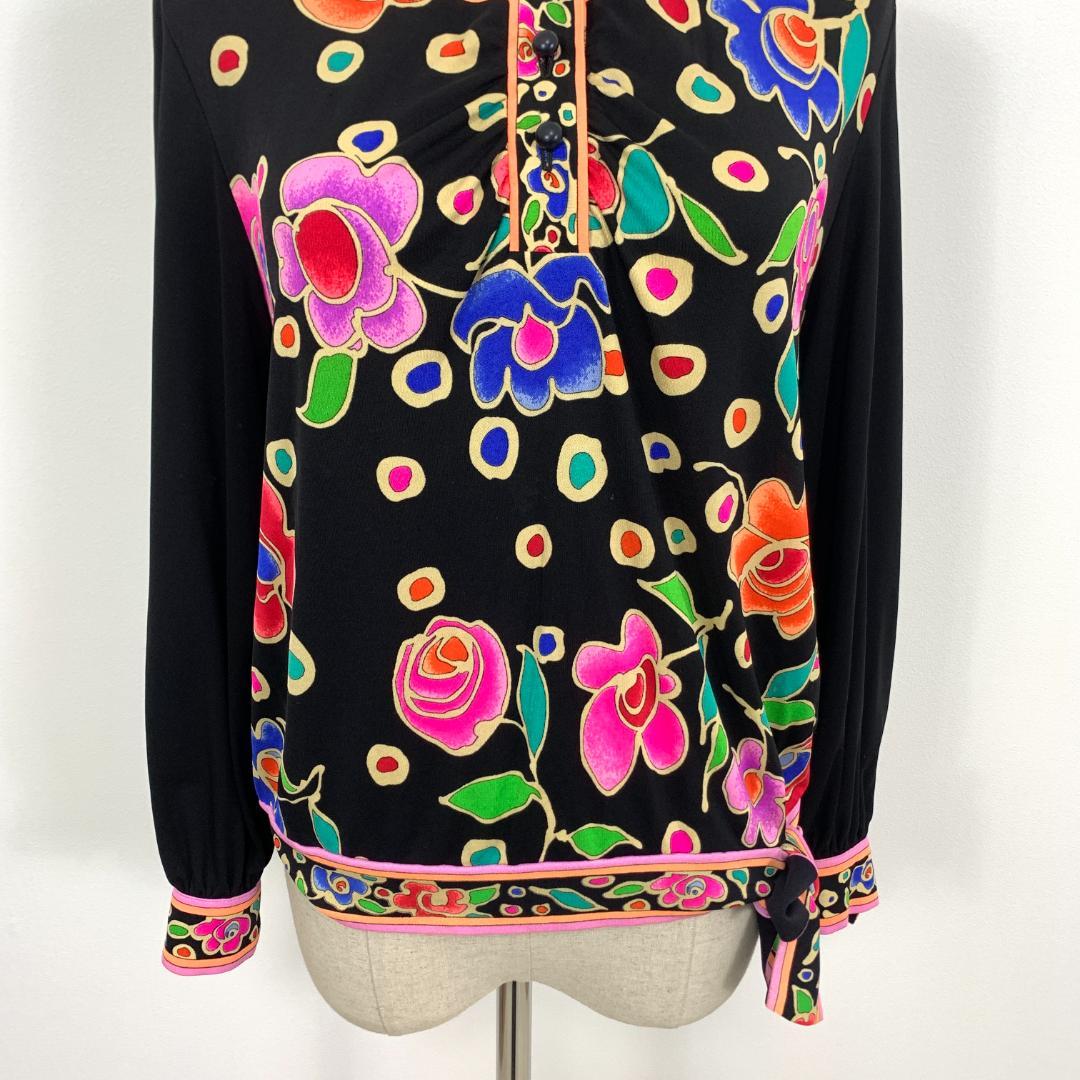 LA7981 LEONARD レオナール カンカン素材 総柄 長袖ブラウス ９