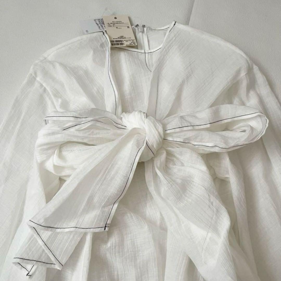 【新品】ウィムガゼット 25SS　ブラウス フロントリボン バルーンスリーブ