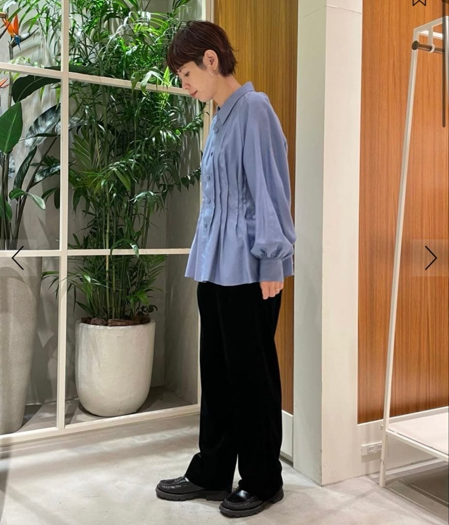 CABAN コットンサテンモールスキン タックブラウス