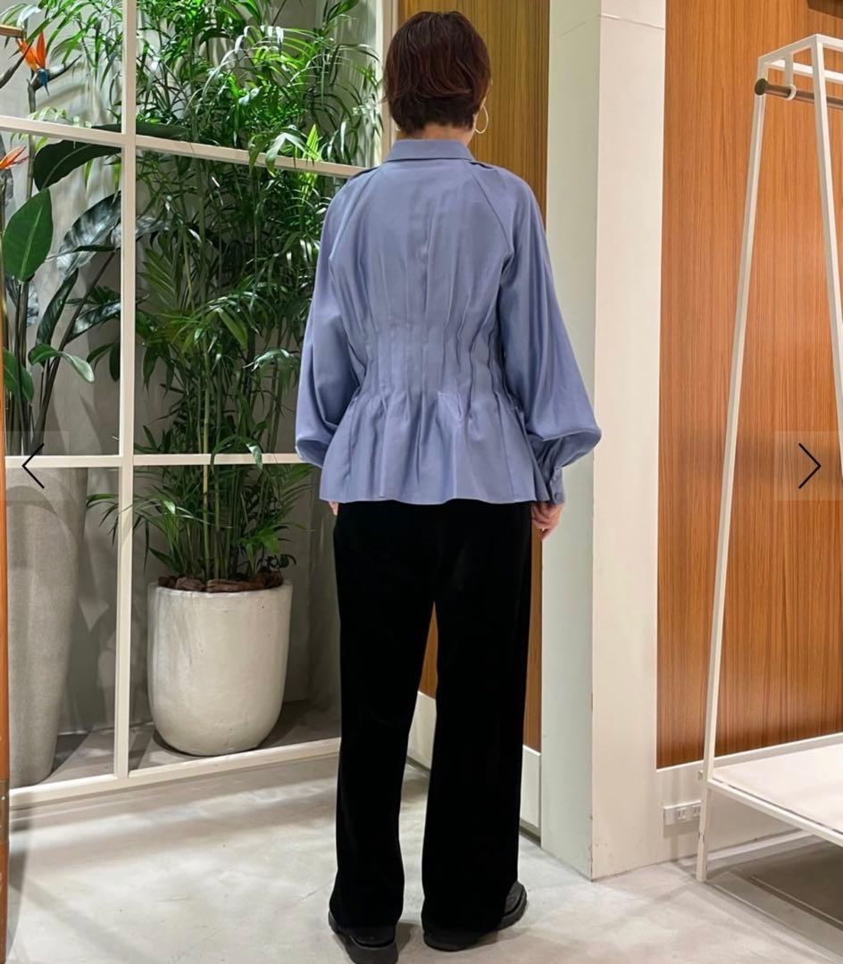 CABAN コットンサテンモールスキン タックブラウス