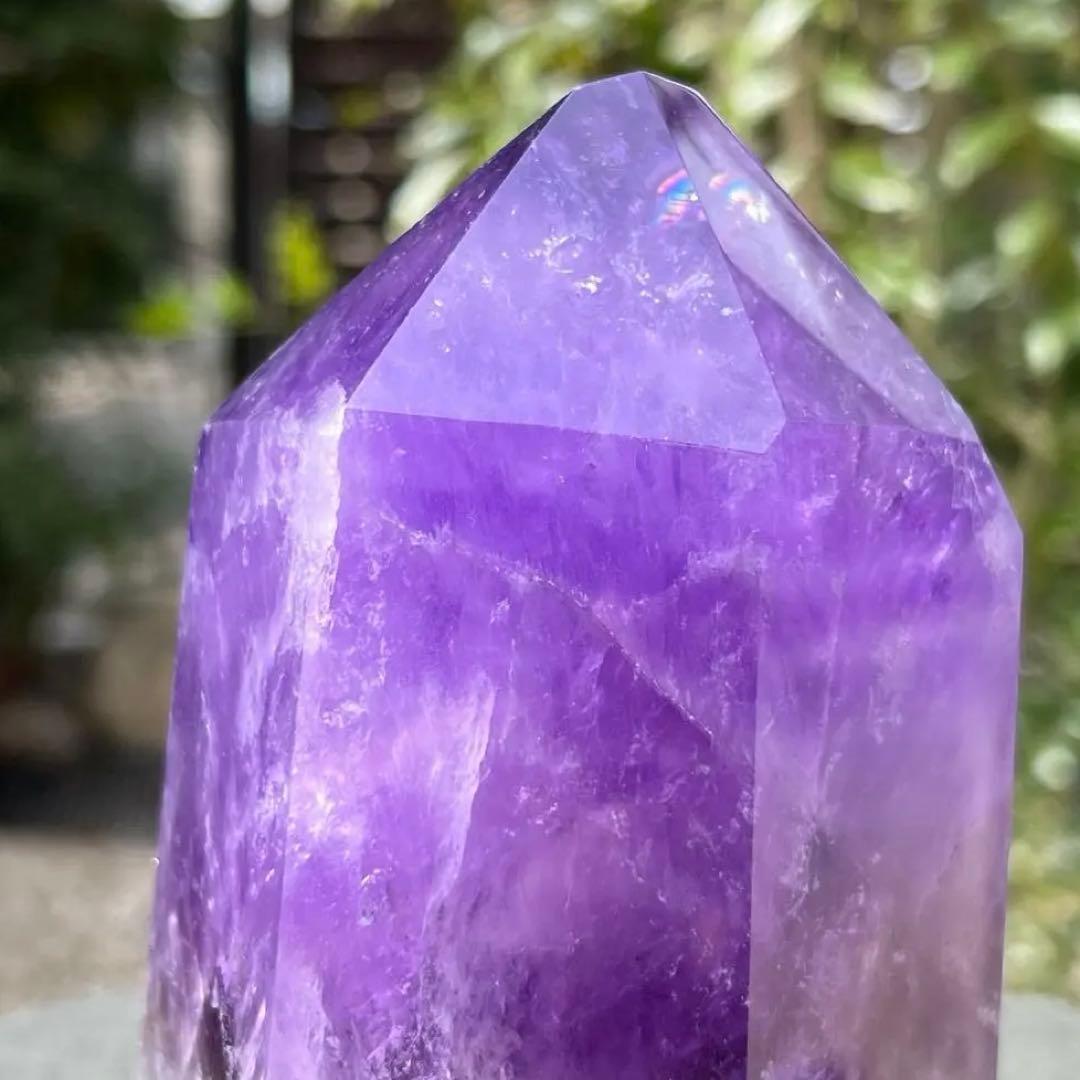 ✳️超特価‼️逸品✨極上美麗濃紫✨レインボー ファントム アメジスト 六角柱 天然石