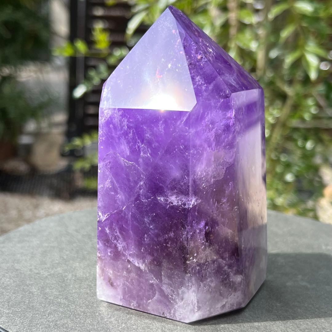 ✳️超特価‼️逸品✨極上美麗濃紫✨レインボー ファントム アメジスト 六角柱 天然石