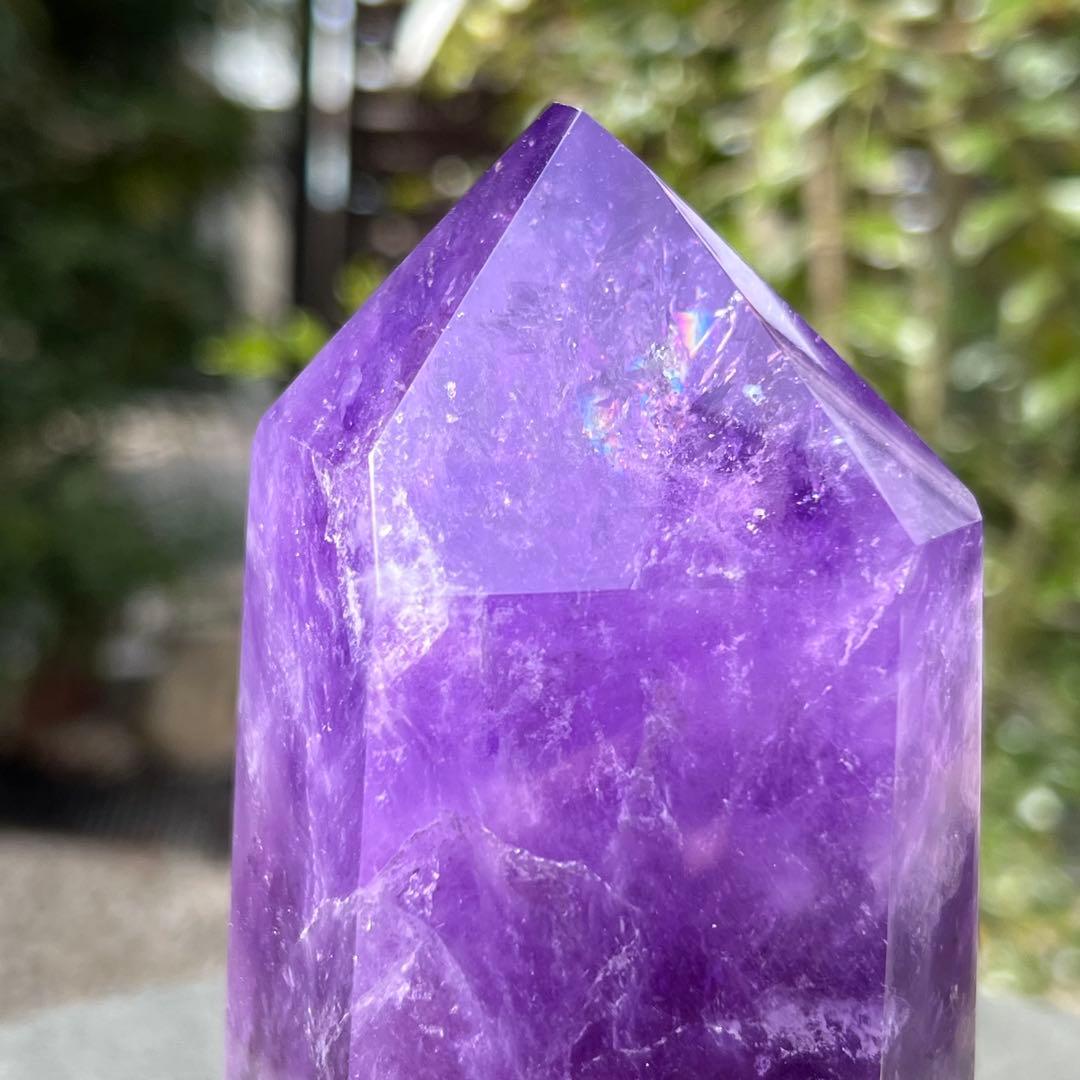 ✳️超特価‼️逸品✨極上美麗濃紫✨レインボー ファントム アメジスト 六角柱 天然石