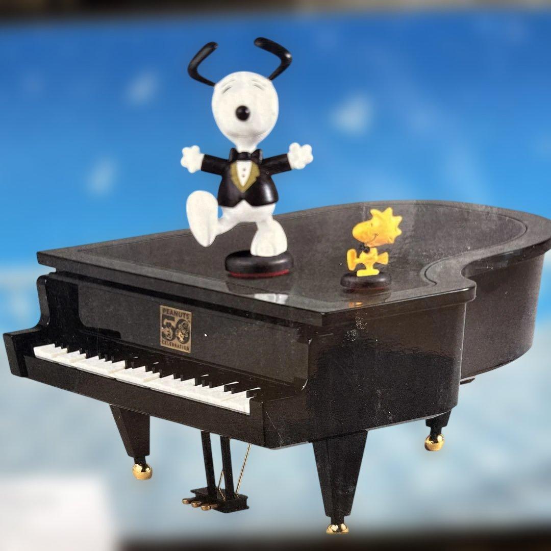 S2142 スヌーピー　オルゴール　ウッドストック　ピアノ　50周年記念