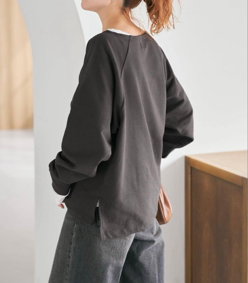 【Spick and Span】ボートネックワイドプルオーバー　グレー