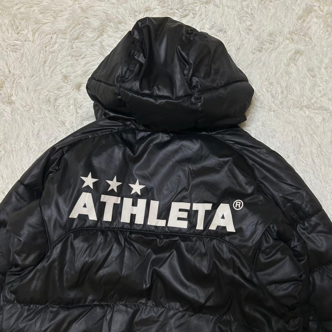 良品★アスレタ〔130〕キッズ ベンチコート フード付 ダブルジップ 黒