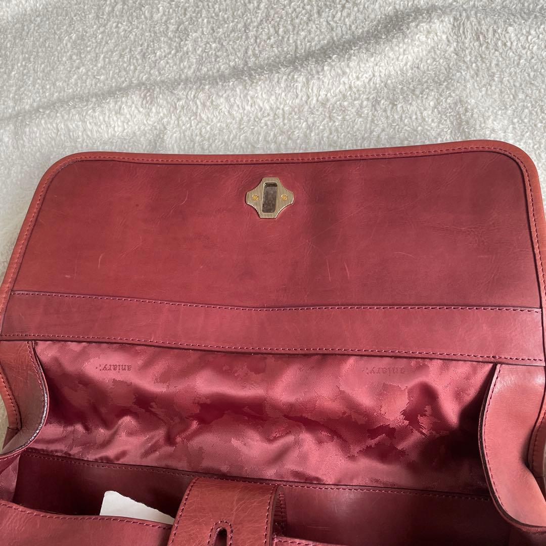 美品 アニアリ 2wayショルダーバッグ レザー ブラウン ターンロック 大きめ