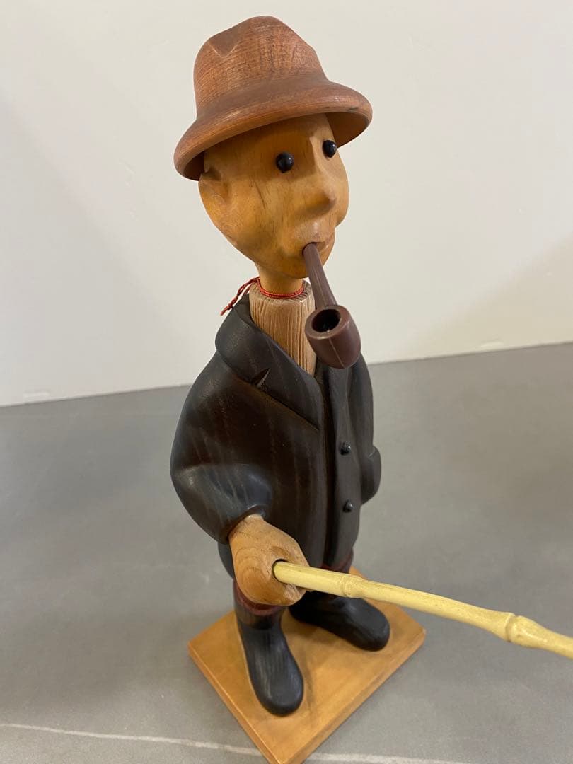 【コンタック】 ROMER イタリア製 ヴィンテージ 木彫り人形 釣り人