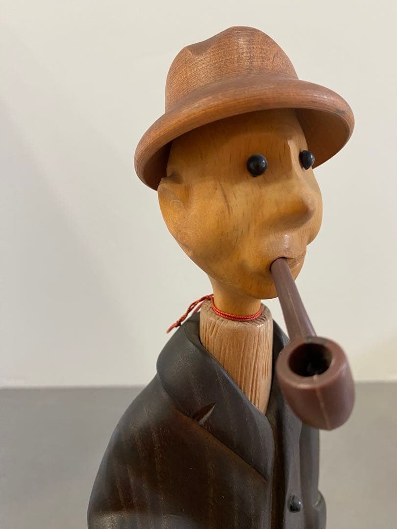 【コンタック】 ROMER イタリア製 ヴィンテージ 木彫り人形 釣り人