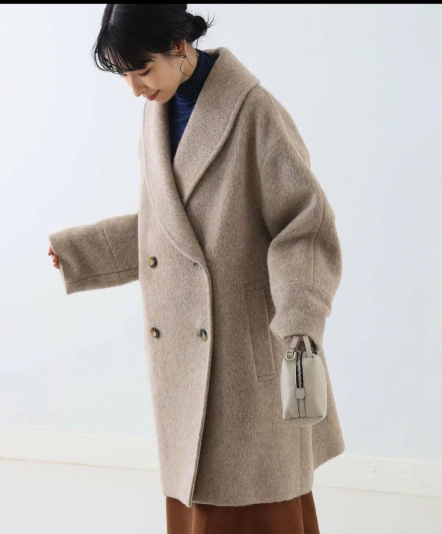 【Demi-Luxe BEAMS】サイズ36 シャギー ショールカラー コート