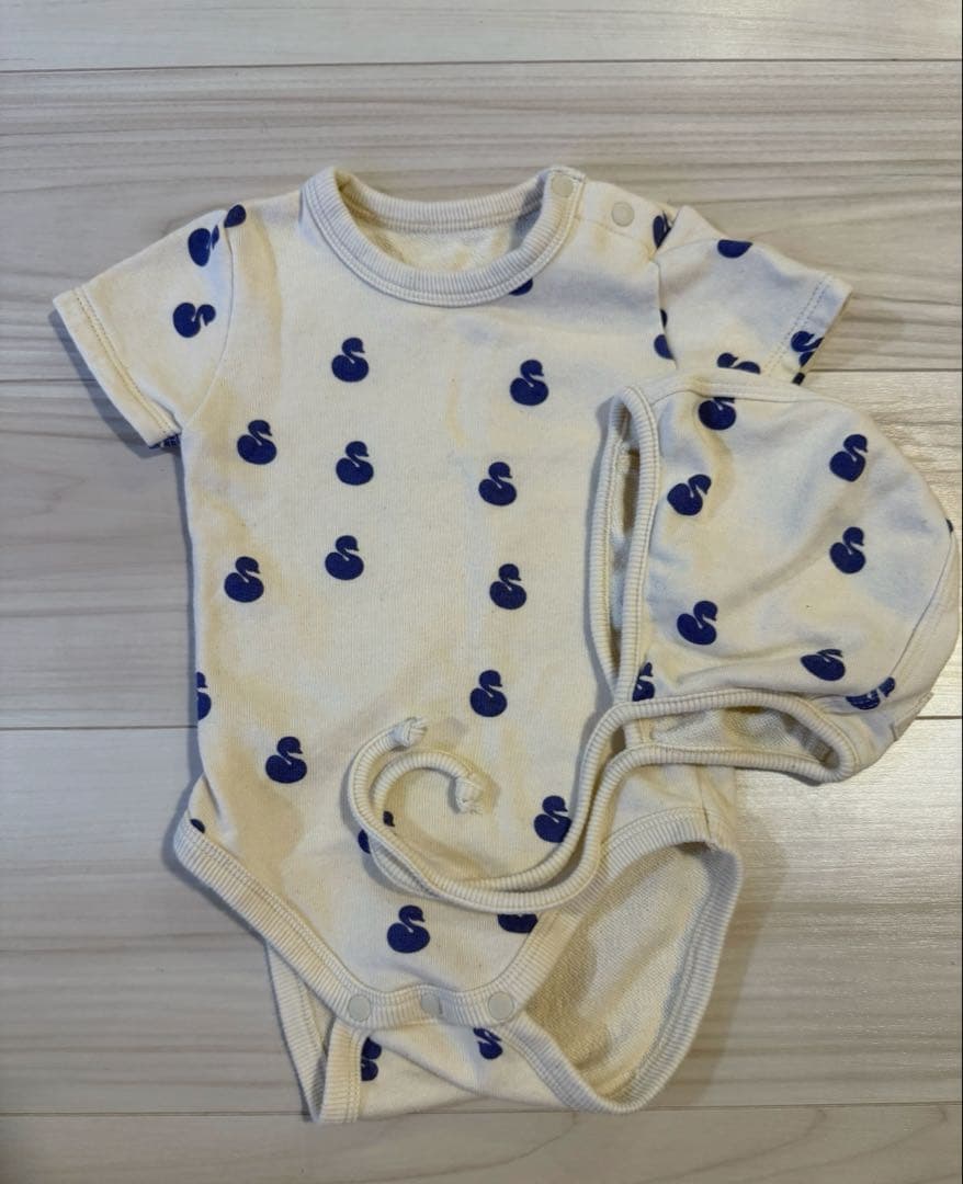 MELTED BUTTER スワンボディスーツ・ボンネットセット