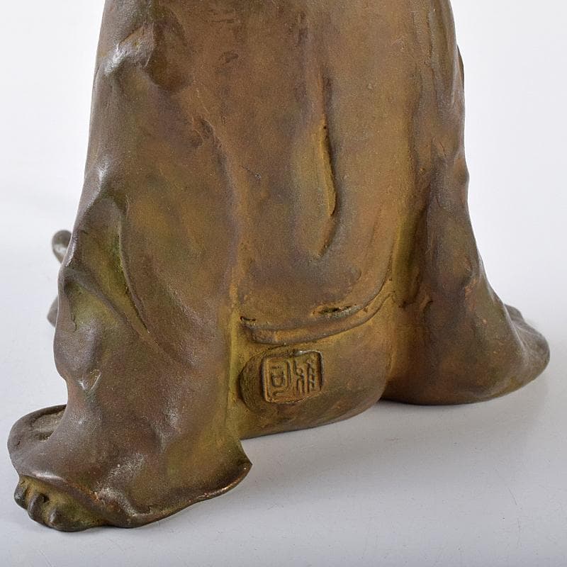 高岡銅器　名取川雅司造　蝋型鋳銅　人物像　一對　M　R7910