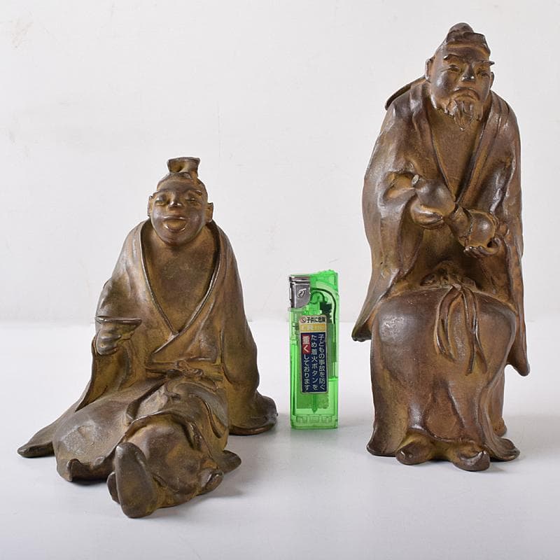 高岡銅器　名取川雅司造　蝋型鋳銅　人物像　一對　M　R7910