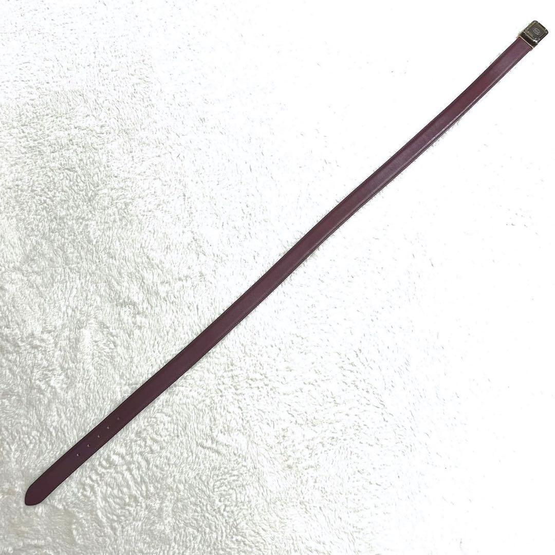 【美品】カルティエ ロゴ バックル ベルト ボルドー レザー