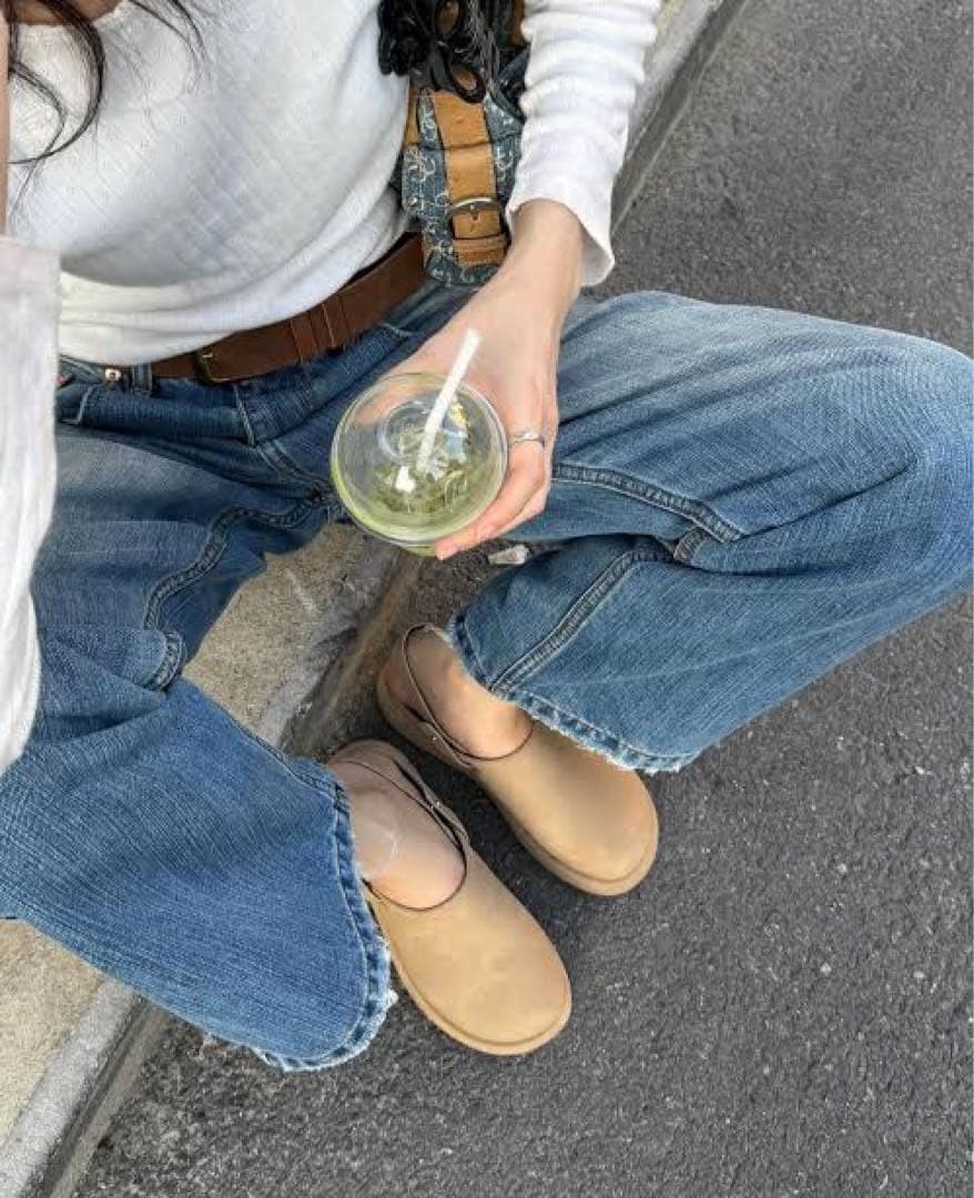 靴 STAND OIL HATCHED MULE CAMEL 24cm