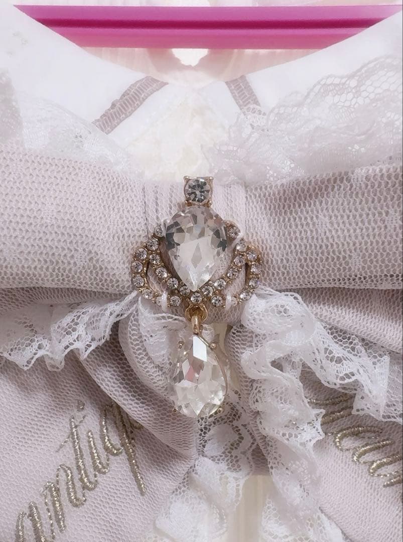 LIZLISA ティアラリボンリブカットブラウス ピンク