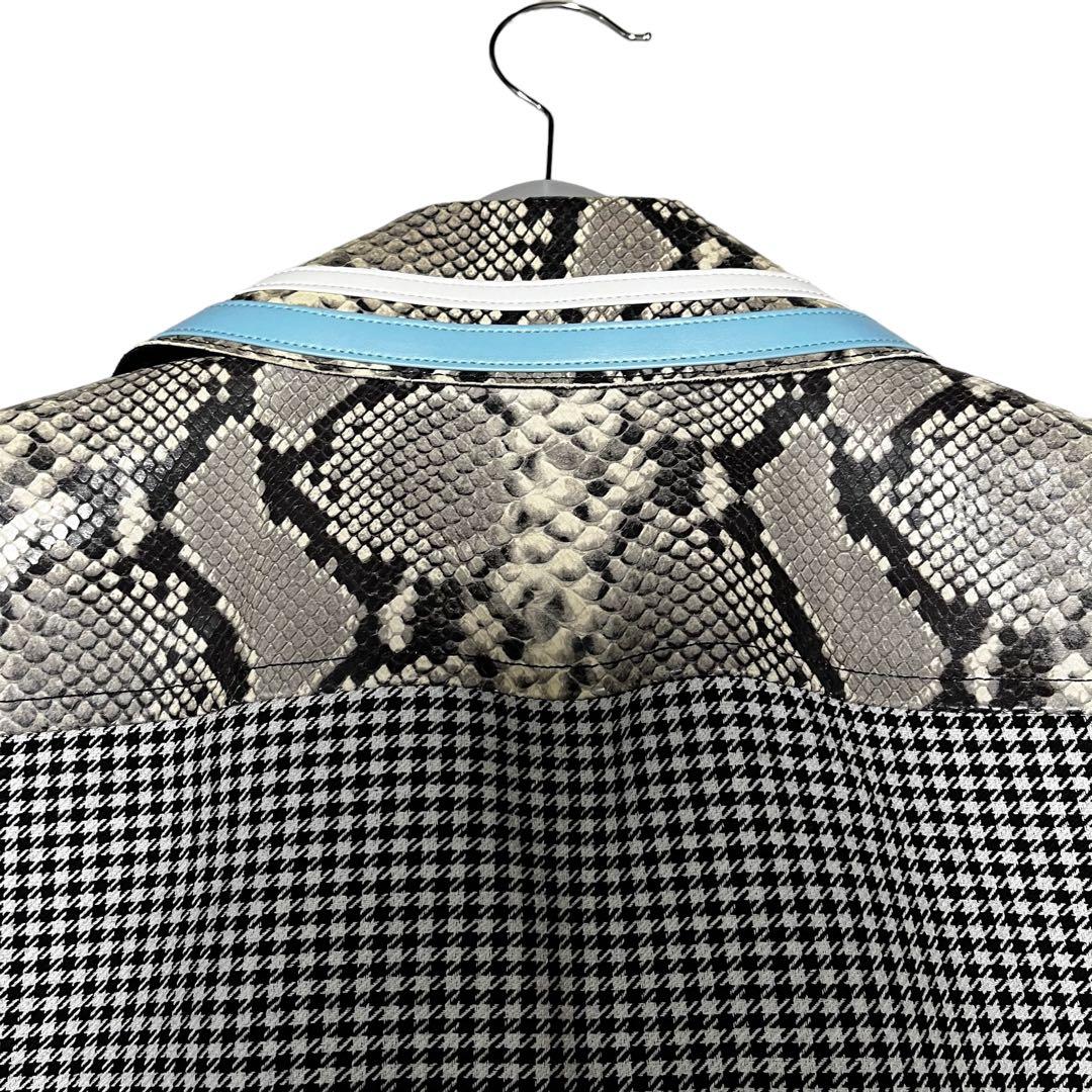 N°21 ヌメロヴェントゥーノ ピーコート パイソン チェック ボーダー 羊革