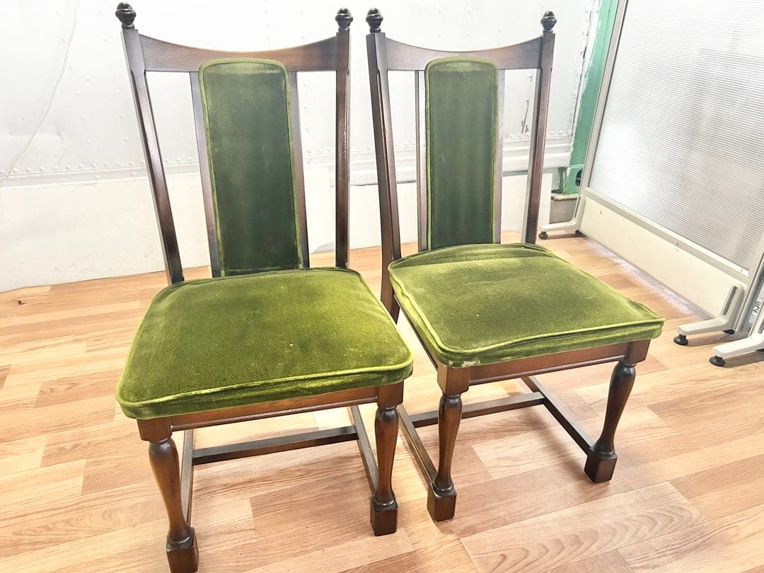 645 ナガノインテリア　ダイニングチェア　2脚 北欧 ベロア　リビング　a