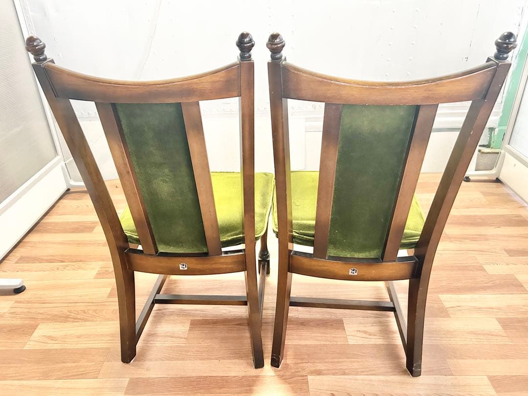 645 ナガノインテリア　ダイニングチェア　2脚 北欧 ベロア　リビング　a