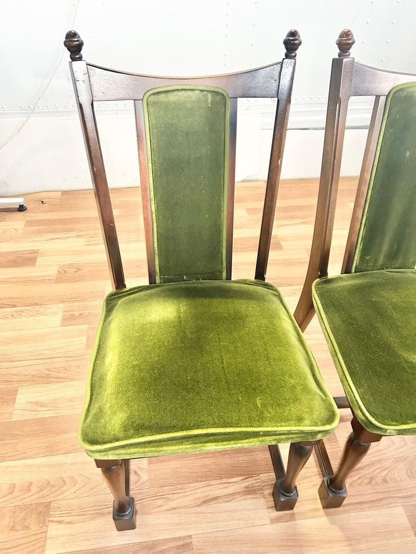 645 ナガノインテリア　ダイニングチェア　2脚 北欧 ベロア　リビング　a