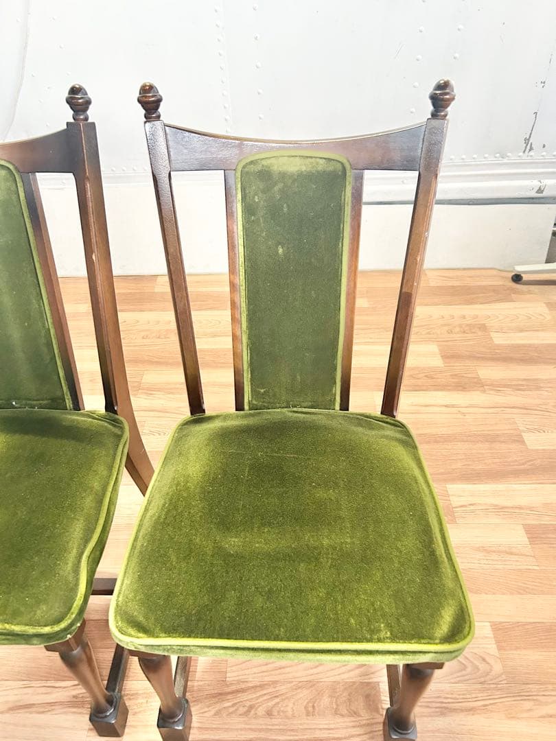 645 ナガノインテリア　ダイニングチェア　2脚 北欧 ベロア　リビング　a