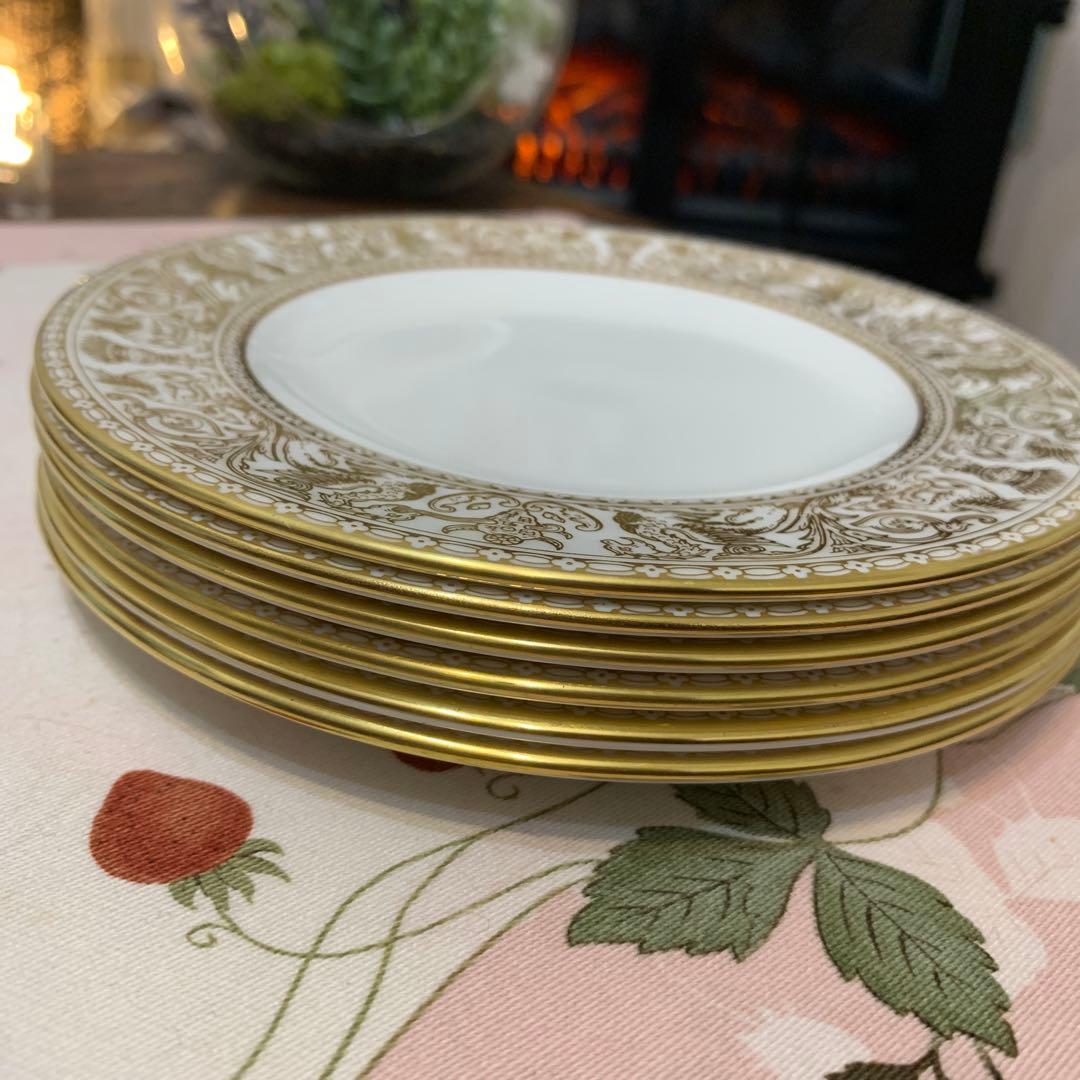 ウェッジウッド ゴールド　フロレンティーン　15.5cmケーキプレート 6枚