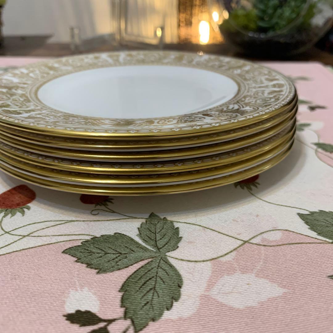 ウェッジウッド ゴールド　フロレンティーン　15.5cmケーキプレート 6枚