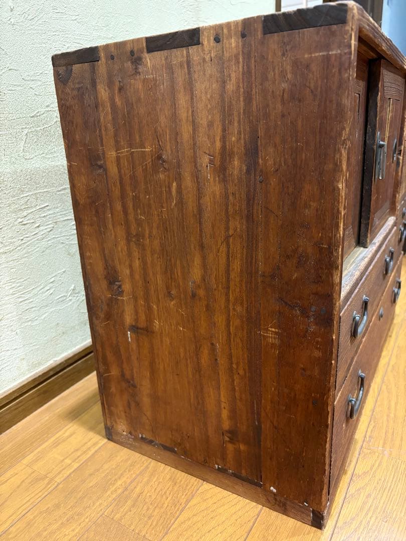 再値下げ！レトロ木製タンス 引き出し5つ 扉付き