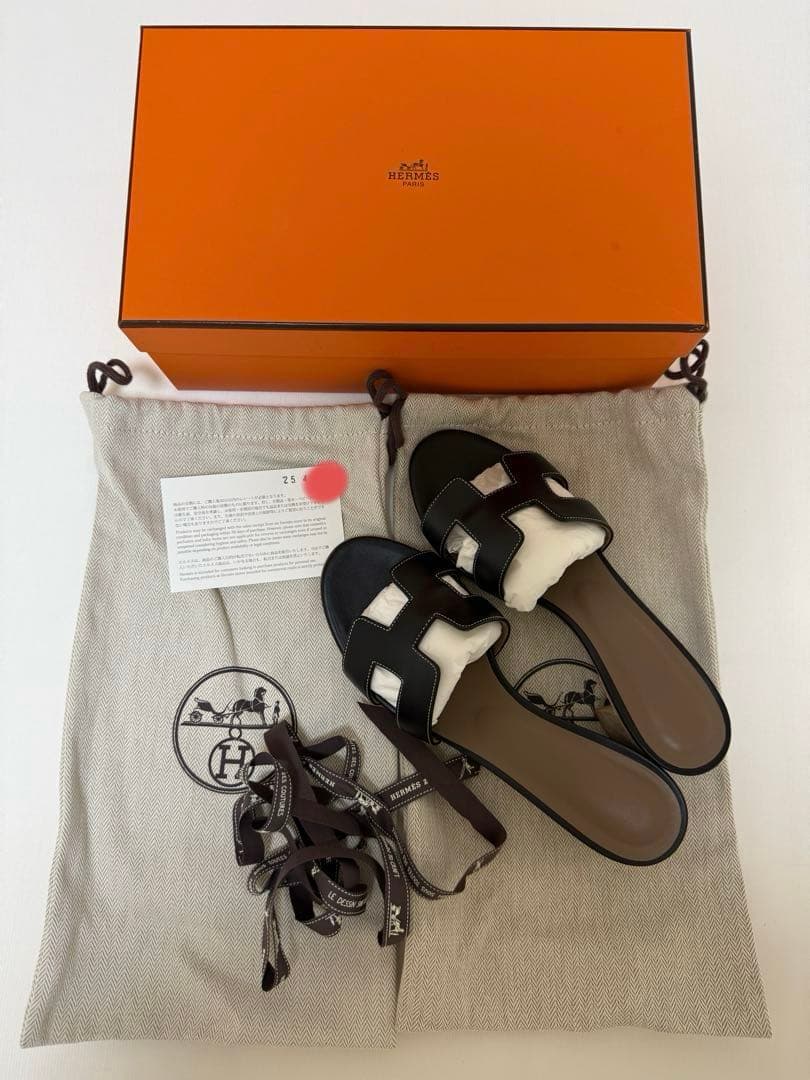 本物保証　エルメス　ブラック オープントゥ サンダル36中古