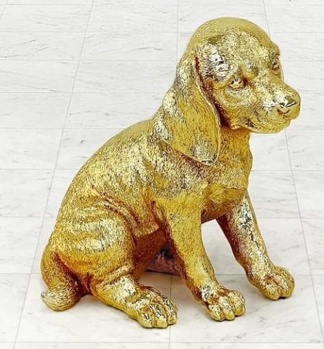 イヌ 犬 置物 ゴールド オブジェ 子犬 モダン 43301DG-GD
