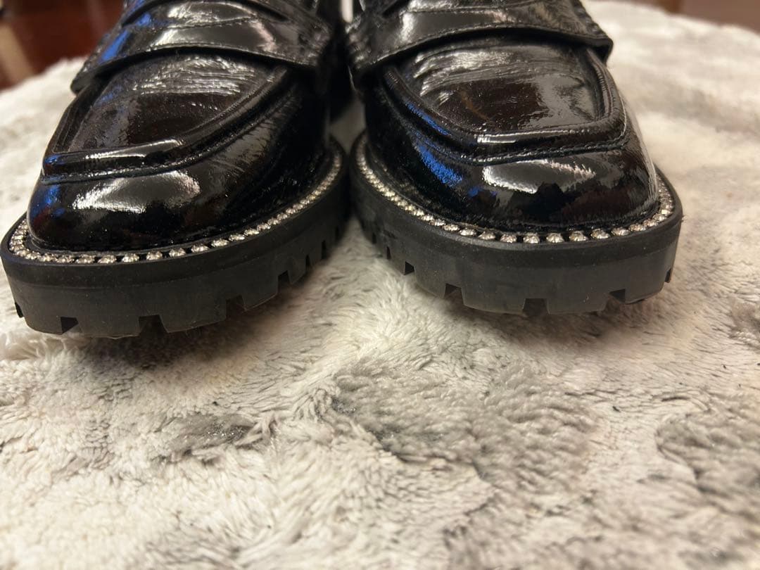 JIMMY CHOO ブラックローファー ビジュー36