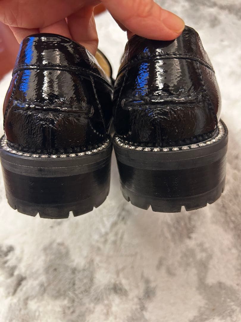 JIMMY CHOO ブラックローファー ビジュー36