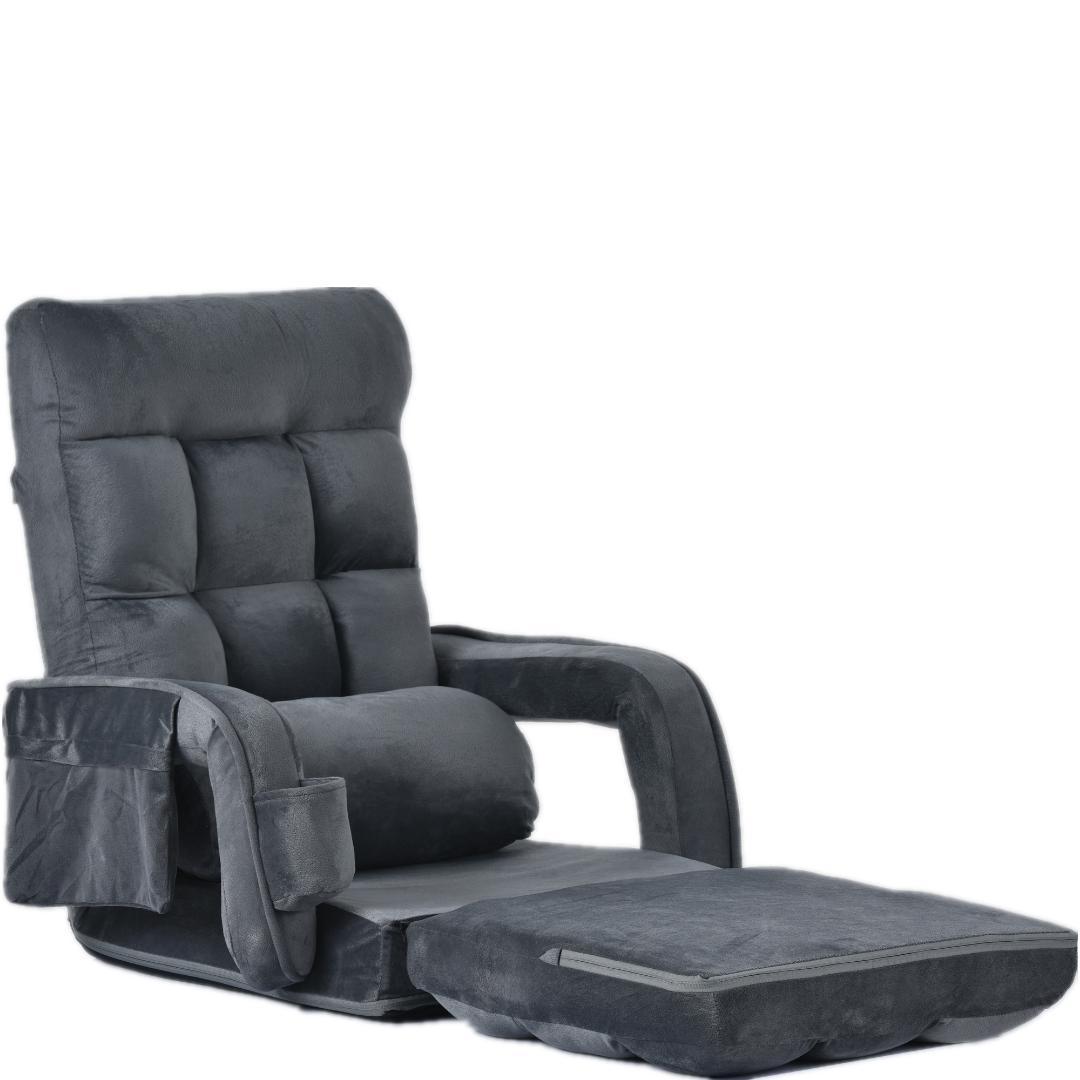 座椅子リクライニング14段ギアリクライニングチェアー ファブリック【ダークグレー