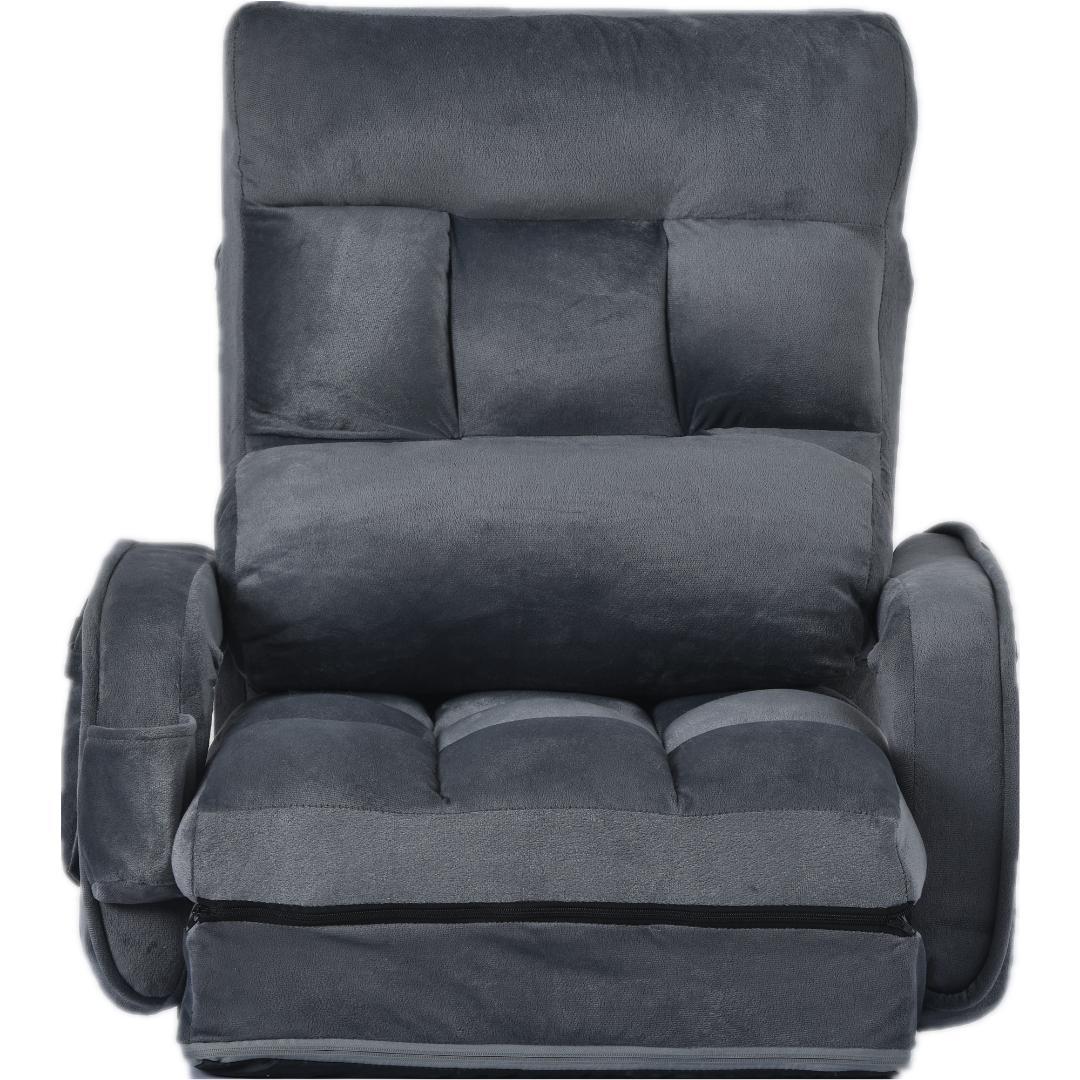 座椅子リクライニング14段ギアリクライニングチェアー ファブリック【ダークグレー