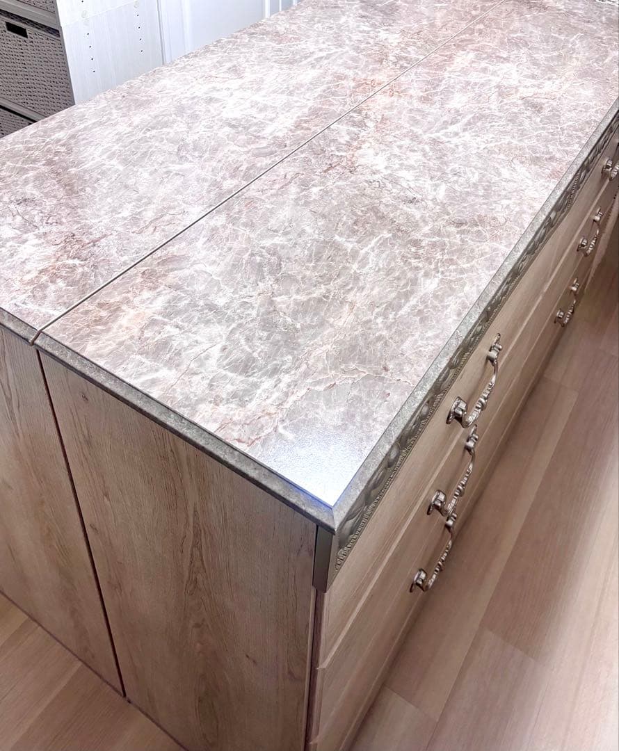 アンティークホワイト チェスト　3段ダブル　６段　木製　ⅱ