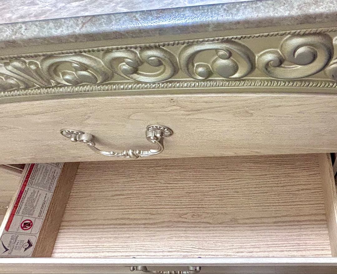 アンティークホワイト チェスト　3段ダブル　６段　木製　ⅱ