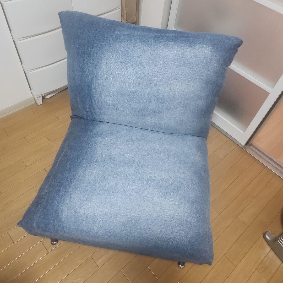 本日限定値下げ ヴィンテージ風 デニムブルー 1人掛けソファ