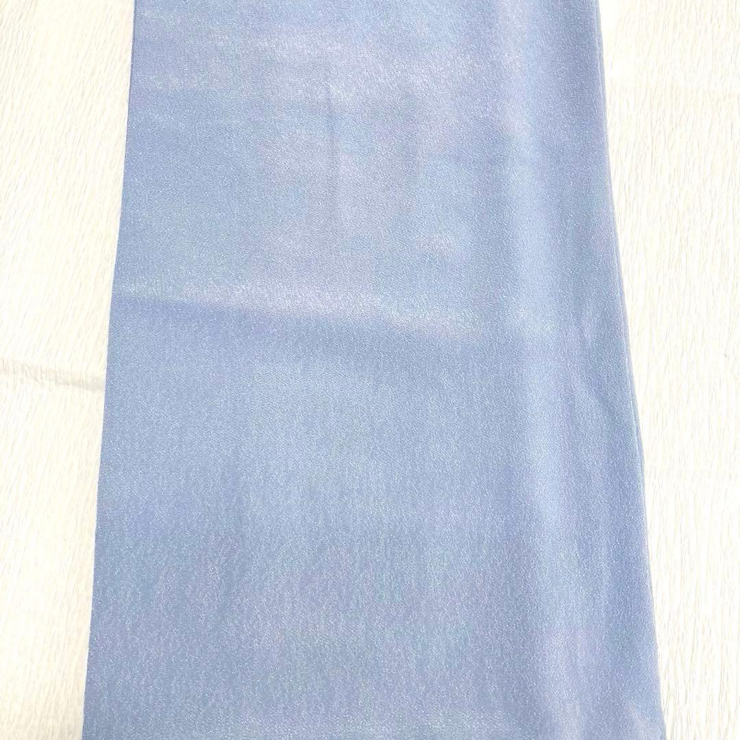 【良品✨】東レシルック　洗える着物　色無地　水色　紋付　縮緬　手縫い仕立て　O2