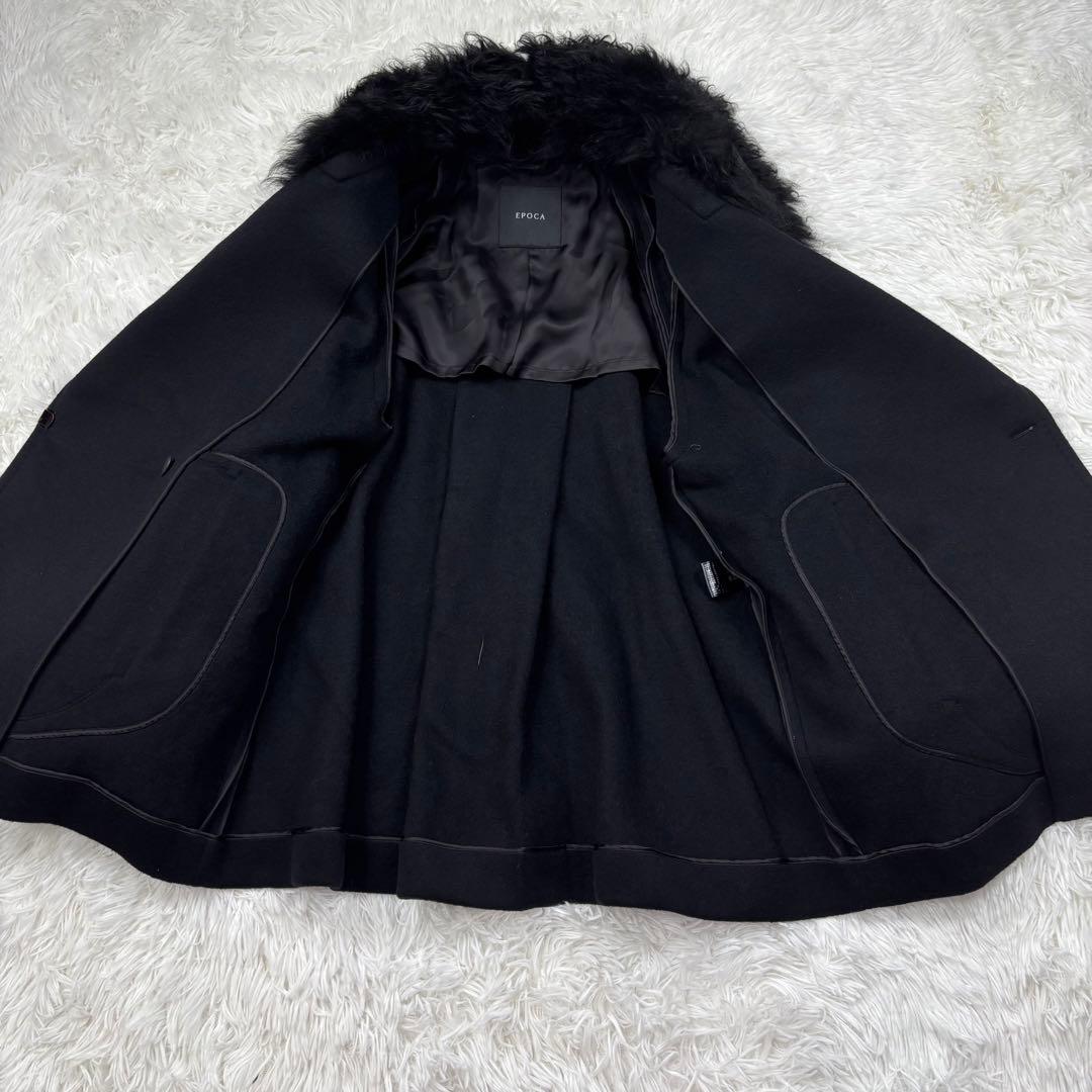 EPOCA エポカ✨ムートンファー付ピーコート ブラック サイズ40