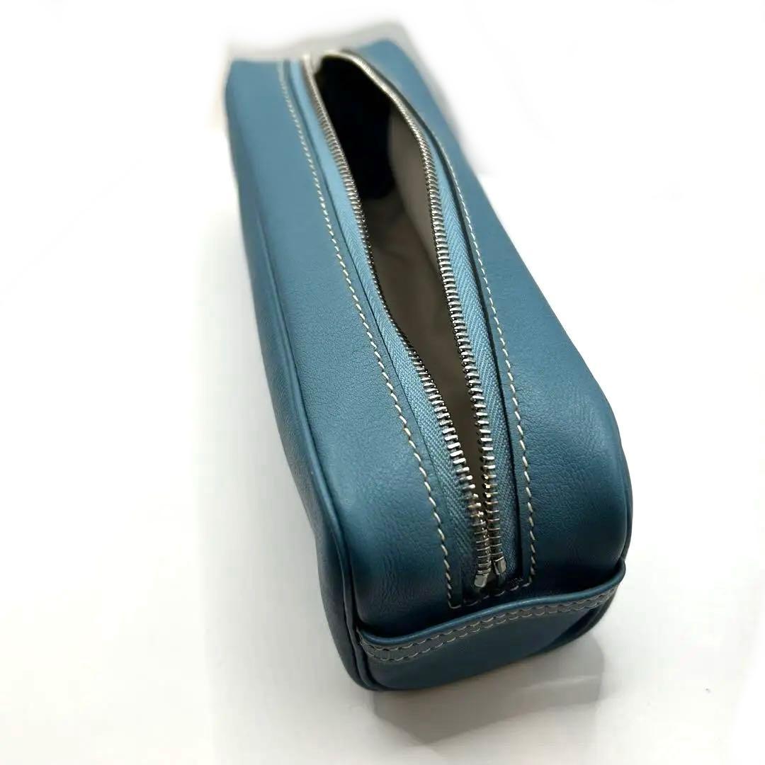 エルメス　ペンケース　ライト　ブルー　箱付き