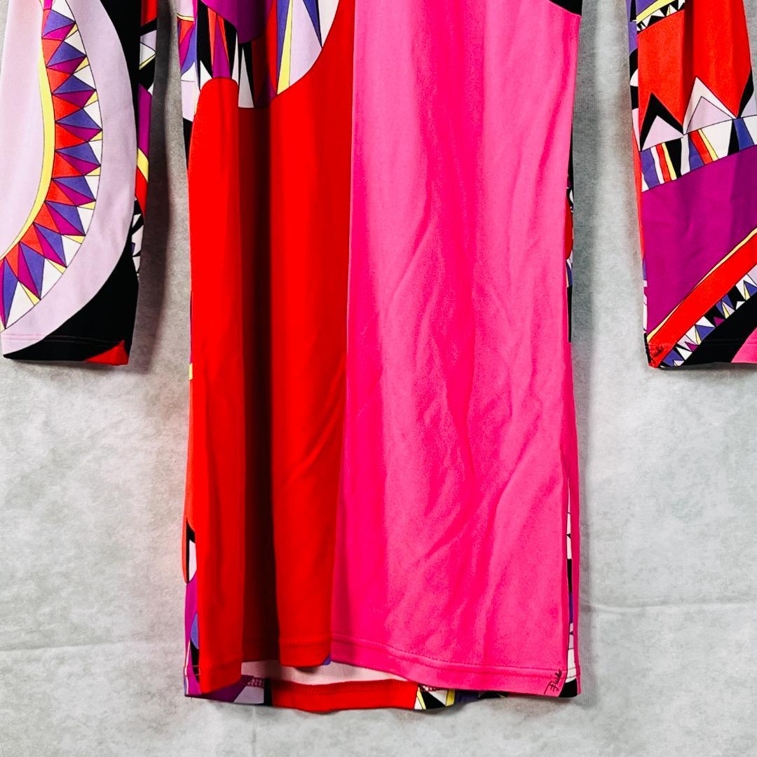 【美品✨エミリオプッチ】ワンピース プッチ柄 シルク ピンク系 36 M相当