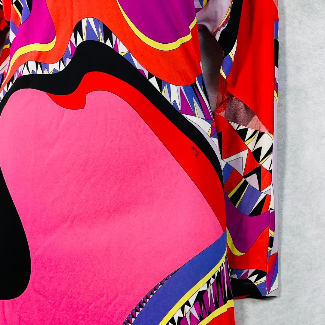 【美品✨エミリオプッチ】ワンピース プッチ柄 シルク ピンク系 36 M相当