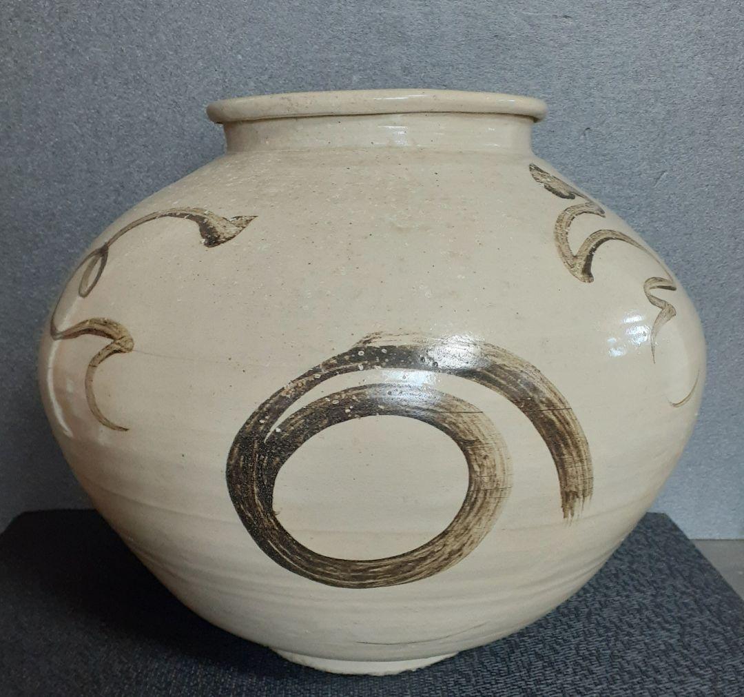 李氏朝鮮時代　韓国古美術　李朝古陶磁器　李朝　鉄砂　鉄絵　大壺　丸壺　酒会壺