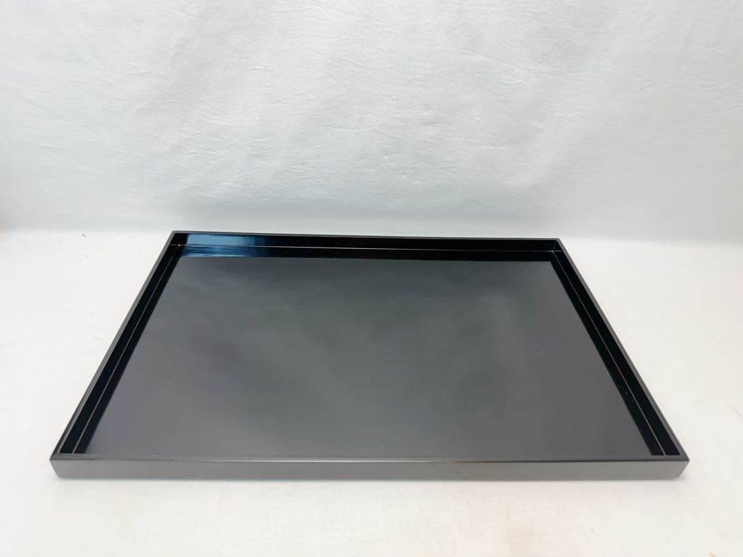 懐石道具 輪島塗 木製黒真塗 脇引き盆二枚セット おしゃれ 箱無