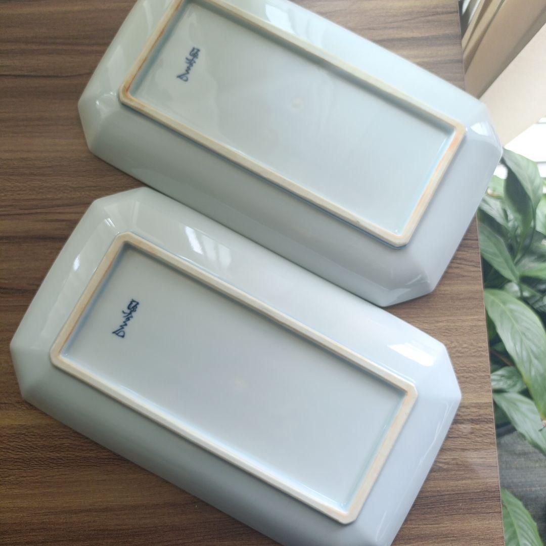 源右衛門　染錦芭蕉絵角皿　3枚セット