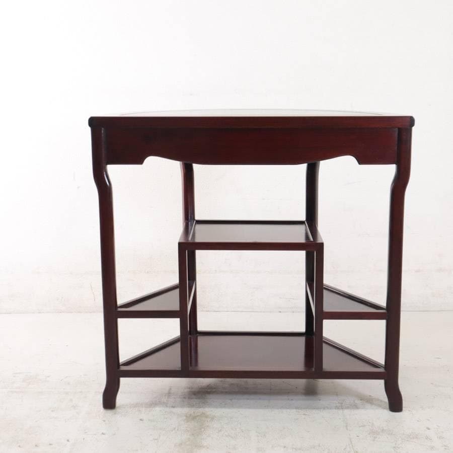 値下げ 銘木 唐木 花梨無垢 花鳥透かし彫り 違い棚 ハーフムーンコンソール