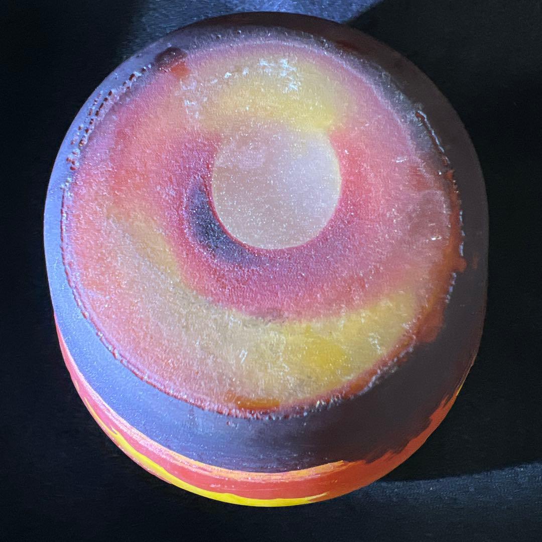 19世紀フランス　異色ガラス　酸化腐食彫花入　箱付　東Y8-0205☆2Fトヒウ